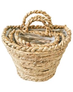Woven Basket Planter Natural 27cm S/3