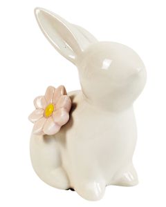 Daphne Flower Bunny Ornament White 10cm 