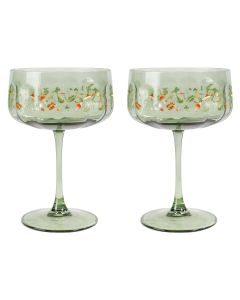 Enchanted Garden Floral Coupe Glass Gree