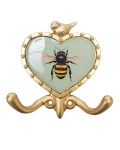 Bee Wall Hook Sage & Gold 12cm 