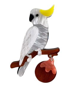 Iris Cockatoo Brooch White 