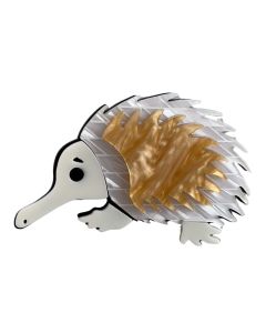 Iris Echidna Brooch White 