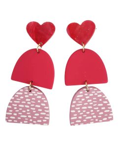 Lexi Heart Double Arch Drop ER Pink & Re