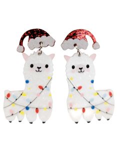 Festive Llamas Earrings White 