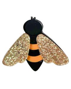 Iris Glitter Bee Brooch Yellow 