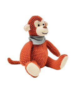 Knitted Monkey Soft Toy Red 18cm 