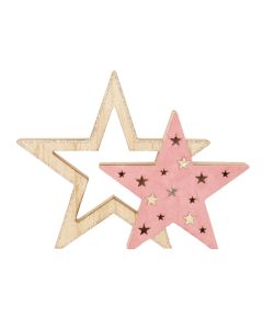 Wooden Star Cutout Decoration Pink 23cm 