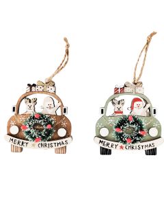 Reindeer & Santa in VW Hanging Decoratio