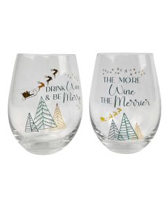 Drink Wine & Be Merry Wine Glass Sage 12