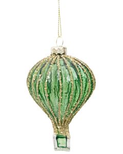 Hot Air Ballon Glass Bauble Green 9cm 