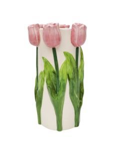 Tulip Vase Pink & White 24cm 