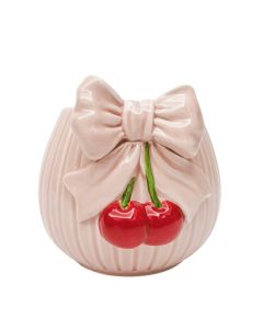 Cherry Bow Planter Pink & Red 14cm 