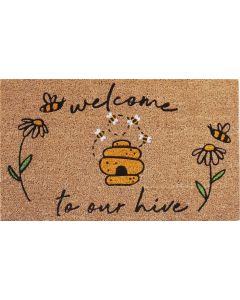 Welcome To Our Hive Doormat Black & Yell