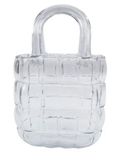 Cushioned Handbag Glass Vase Clear Sm 23