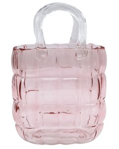 Cushioned Handbag Glass Vase Pink Sm 23c