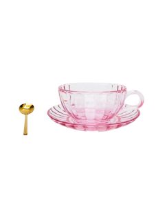 Maisy Glass Tea Cup Set Pink 14cm 