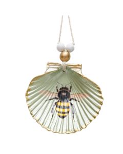 Bee Shell Hanging Ornament Sage 19cm 