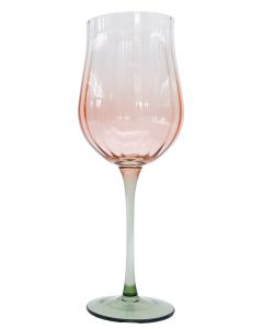 Tulip Wine Glass Pink & Green 22cm Set o