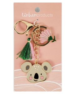 Koala with Tassel Keyring Grey & Pink 12