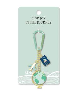 Travel with Carabiner Keyring Green & Bl