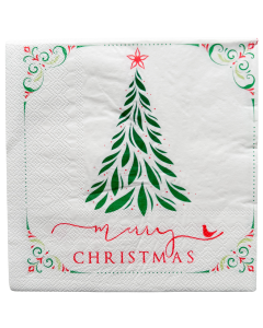 Merry Christmas Napkins Green 33x33cm S/