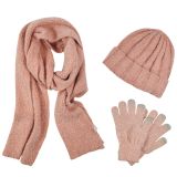 Rosalie Scarf, Beanie & Gloves Set Pink 