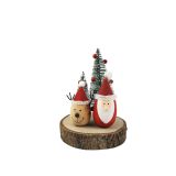 Wooden Jolly Santa & Reindeer Scene Deco