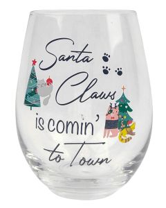 Santa Paws is Comin' to Town Wine Glass 
