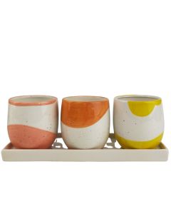 Avery Planters on Tray Pink, Yellow, Ora