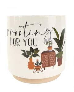 Im Rooting For You Pun Planter Beige & G
