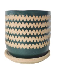 Onyx Planter with Saucer Forest & Sand M