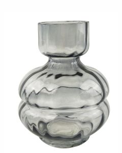 Tommy Squat Glass Vase Steel Sm 15cm 